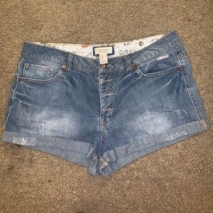 Denim button up shorts